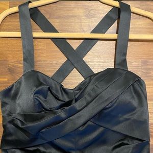 Homecoming Black Strappy Satin Mini Dress